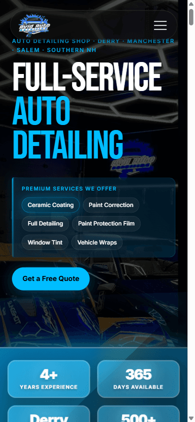 Avid Auto Detailing shown on a phone