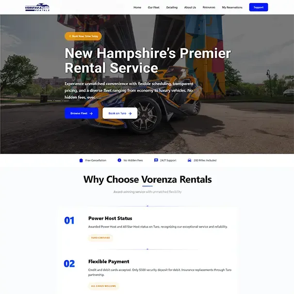 Vorenza Rentals site presented in a device mockup