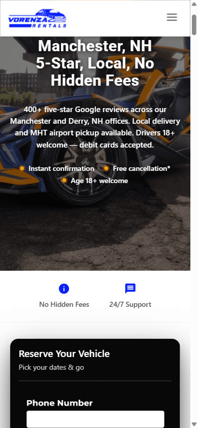 Vorenza Rentals shown on a phone